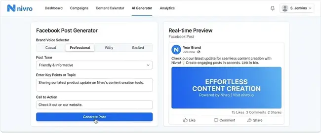 Nivro Facebook Automation — branded post generator