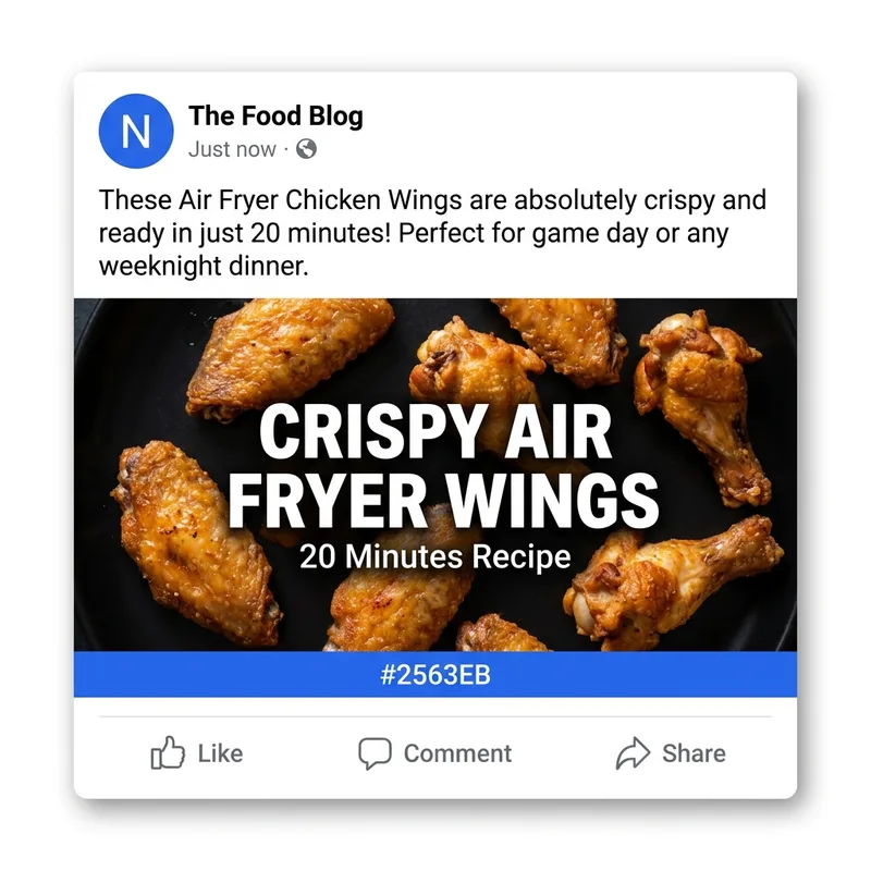 AI generated Facebook post - Air Fryer Wings