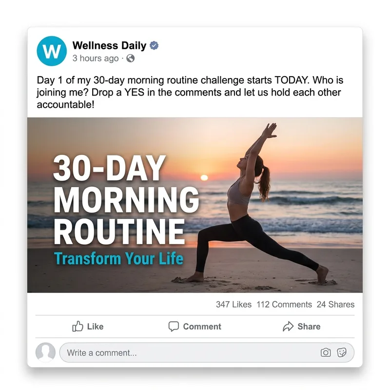 AI generated Facebook post - Morning Routine