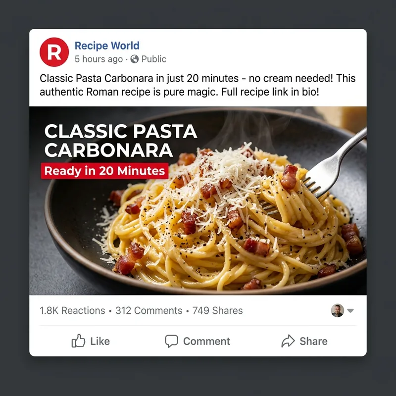 AI generated Facebook post - Pasta Carbonara