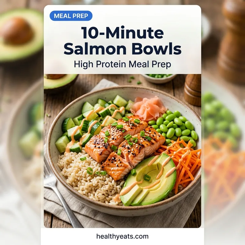 AI generated Pinterest pin - Salmon Bowls