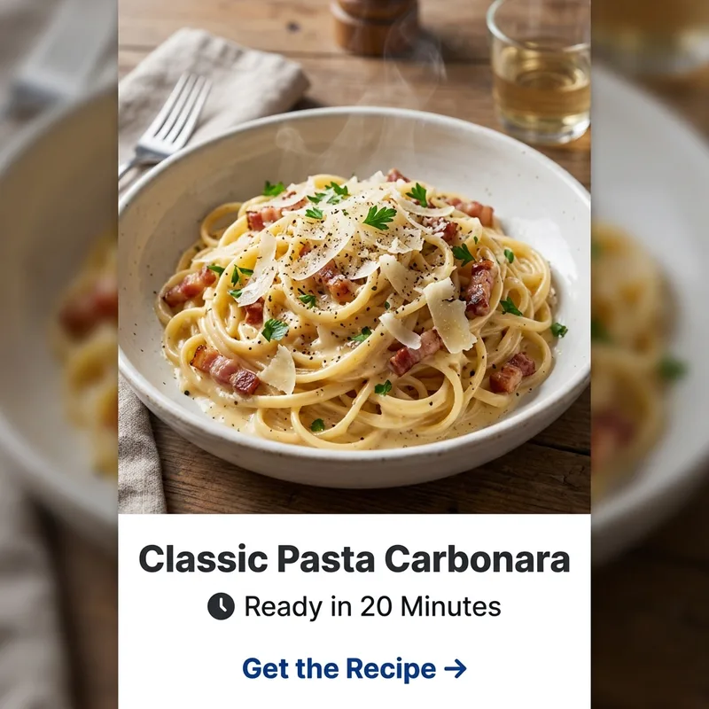 AI generated Pinterest pin - Pasta Carbonara