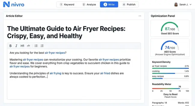 Nivro SEO Engine — AI article editor with live SEO score
