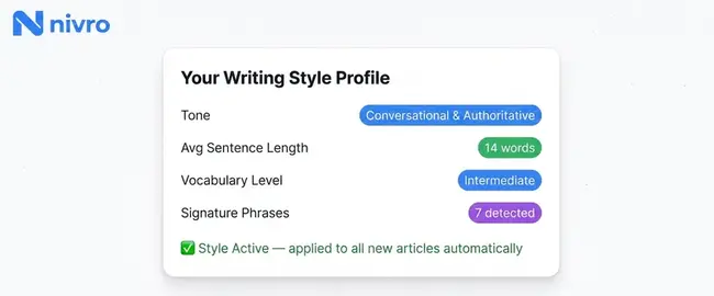 Nivro Style Profile — AI writing style analyzer